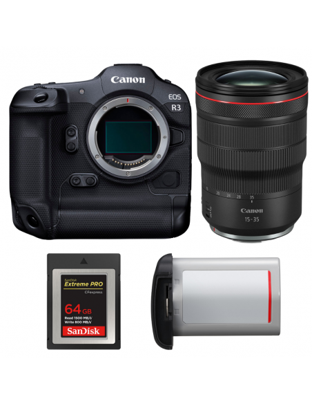 Canon EOS R3 + RF 15-35mm f/2.8 L IS USM + 1 SanDisk 64GB Extreme PRO CFexpress Type B + Canon LP-E19|MCZ DIRECT