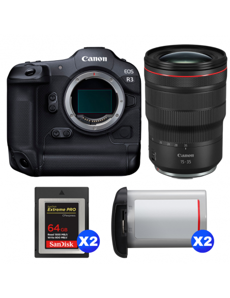 Canon EOS R3 + RF 15-35mm f/2.8 L IS USM + 2 SanDisk 64GB Extreme PRO CFexpress Type B + 2 Canon LP-E19|MCZ DIRECT