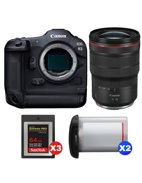 Canon EOS R3 + RF 15-35mm f/2.8 L IS USM + 3 SanDisk 64GB Extreme PRO CFexpress Type B + 2 Canon LP-E19|MCZ DIRECT