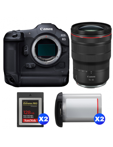 Canon EOS R3 + RF 15-35mm f/2.8 L IS USM + 2 SanDisk 128GB Extreme PRO CFexpress Type B + 2 Canon LP-E19|MCZ DIRECT