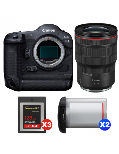 Canon EOS R3 + RF 15-35mm f/2.8 L IS USM + 3 SanDisk 128GB Extreme PRO CFexpress Type B + 2 Canon LP-E19|MCZ DIRECT