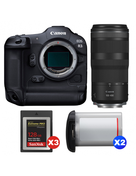 Canon EOS R3 + RF 100-400mm f/5.6-8 IS USM + 3 SanDisk 128GB Extreme PRO CFexpress Type B + 2 Canon LP-E19|MCZ DIRECT