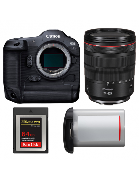 Canon EOS R3 + RF 24-105mm f/4 L IS USM + 1 SanDisk 64GB Extreme PRO CFexpress Type B + Canon LP-E19|MCZ DIRECT