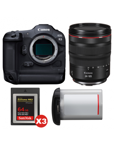 Canon EOS R3 + RF 24-105mm f/4 L IS USM + 3 SanDisk 64GB Extreme PRO CFexpress Type B + Canon LP-E19|MCZ DIRECT