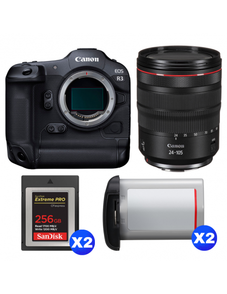 Canon EOS R3 + RF 24-105mm f/4 L IS USM + 2 SanDisk 256GB Extreme PRO CFexpress Type B + 2 Canon LP-E19|MCZ DIRECT