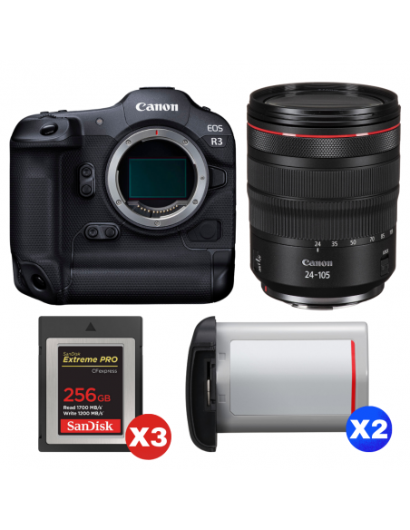 Canon EOS R3 + RF 24-105mm f/4 L IS USM + 3 SanDisk 256GB Extreme PRO CFexpress Type B + 2 Canon LP-E19|MCZ DIRECT
