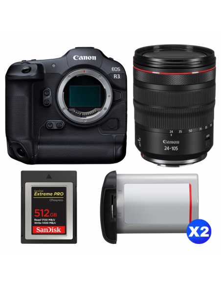 Canon EOS R3 + RF 24-105mm f/4 L IS USM + 1 SanDisk 512GB Extreme PRO CFexpress Type B + 2 Canon LP-E19|MCZ DIRECT