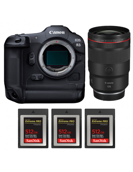 Canon EOS R3 + RF 135mm f/1.8 L IS USM + 3 SanDisk 512GB Extreme PRO CFexpress Type B|MCZ DIRECT
