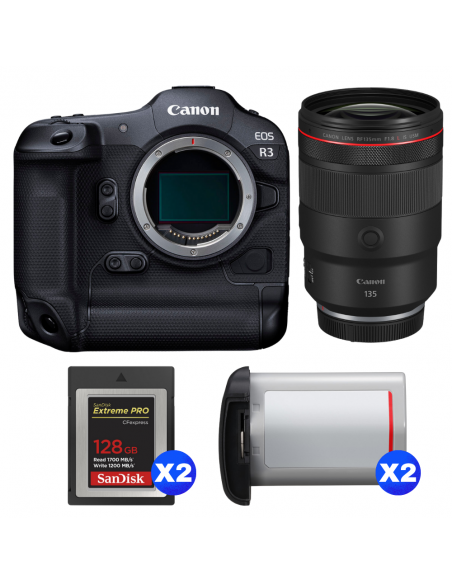 Canon EOS R3 + RF 135mm f/1.8 L IS USM + 2 SanDisk 128GB Extreme PRO CFexpress Type B + 2 Canon LP-E19|MCZ DIRECT