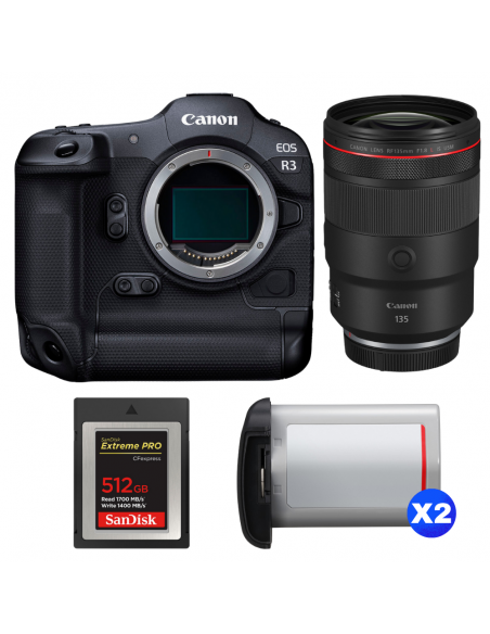 Canon EOS R3 + RF 135mm f/1.8 L IS USM + 1 SanDisk 512GB Extreme PRO CFexpress Type B + 2 Canon LP-E19|MCZ DIRECT