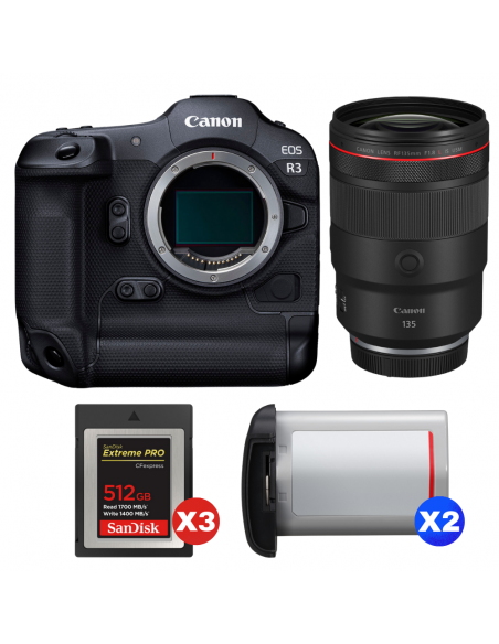 Canon EOS R3 + RF 135mm f/1.8 L IS USM + 3 SanDisk 512GB Extreme PRO CFexpress Type B + 2 Canon LP-E19|MCZ DIRECT