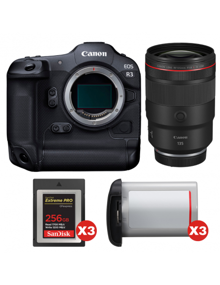 Canon EOS R3 + RF 135mm f/1.8 L IS USM + 3 SanDisk 256GB Extreme PRO CFexpress Type B + 3 Canon LP-E19|MCZ DIRECT