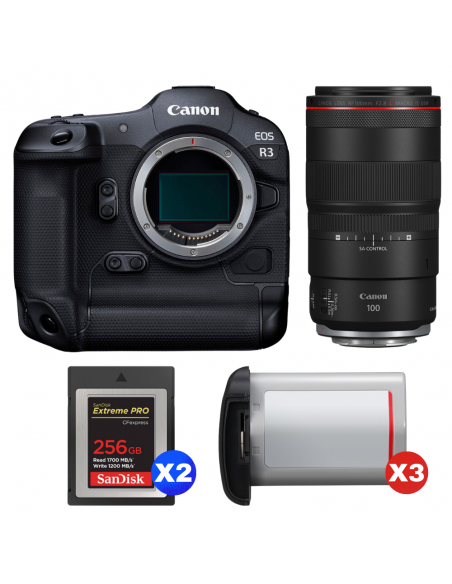Canon EOS R3 + RF 100mm f/2.8 L Macro IS USM + 2 SanDisk 256GB Extreme PRO CFexpress Type B + 3 Canon LP-E19|MCZ DIRECT
