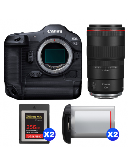 Canon EOS R3 + RF 100mm f/2.8 L Macro IS USM + 2 SanDisk 256GB Extreme PRO CFexpress Type B + 2 Canon LP-E19|MCZ DIRECT