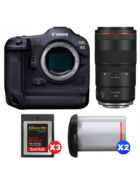 Canon EOS R3 + RF 100mm f/2.8 L Macro IS USM + 3 SanDisk 512GB Extreme PRO CFexpress Type B + 2 Canon LP-E19|MCZ DIRECT