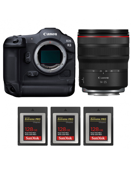 Canon EOS R3 + RF 14-35mm f/4 L IS USM + 3 SanDisk 128GB Extreme PRO CFexpress Type B|MCZ DIRECT