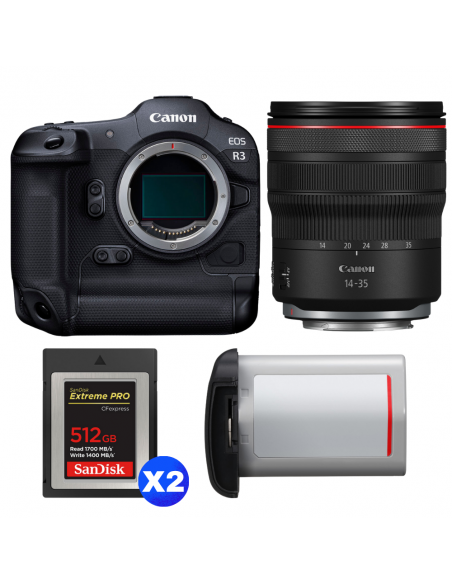 Canon EOS R3 + RF 14-35mm f/4 L IS USM + 2 SanDisk 512GB Extreme PRO CFexpress Type B + Canon LP-E19|MCZ DIRECT