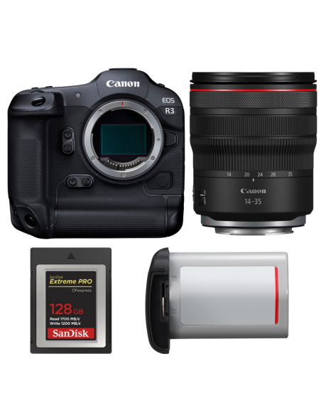 Canon EOS R3 + RF 14-35mm f/4 L IS USM + 1 SanDisk 128GB Extreme PRO CFexpress Type B + Canon LP-E19|MCZ DIRECT