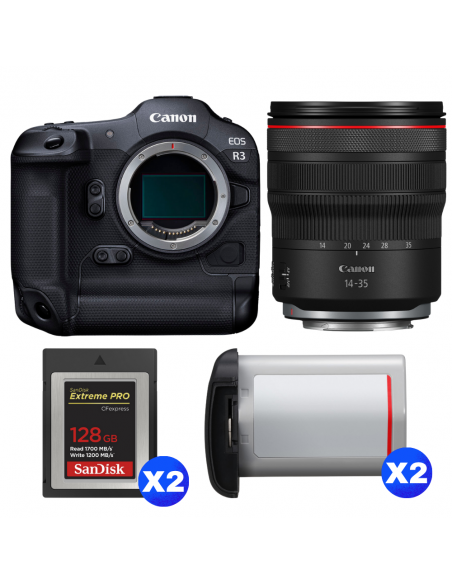 Canon EOS R3 + RF 14-35mm f/4 L IS USM + 2 SanDisk 128GB Extreme PRO CFexpress Type B + 2 Canon LP-E19|MCZ DIRECT