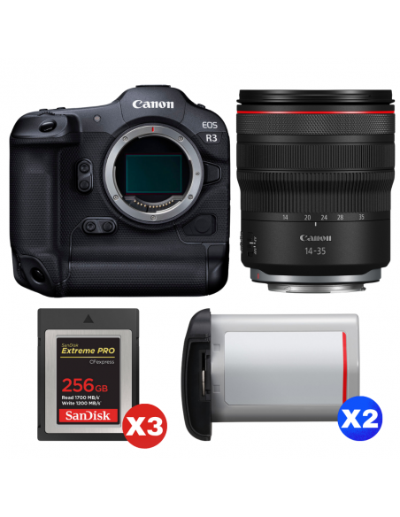 Canon EOS R3 + RF 14-35mm f/4 L IS USM + 3 SanDisk 256GB Extreme PRO CFexpress Type B + 2 Canon LP-E19|MCZ DIRECT