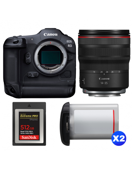 Canon EOS R3 + RF 14-35mm f/4 L IS USM + 1 SanDisk 512GB Extreme PRO CFexpress Type B + 2 Canon LP-E19|MCZ DIRECT