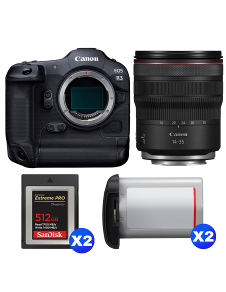 Canon EOS R3 + RF 14-35mm f/4 L IS USM + 2 SanDisk 512GB Extreme PRO CFexpress Type B + 2 Canon LP-E19|MCZ DIRECT