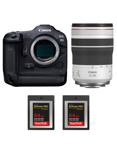 Canon EOS R3 + RF 70-200mm f/4 L IS USM + 2 SanDisk 64GB Extreme PRO CFexpress Type B Canon APPAREIL PHOTO HYBRIDE 4 910,00 € MCZ DIRECT