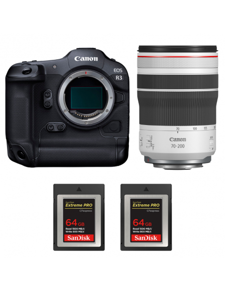 Canon EOS R3 + RF 70-200mm f/4 L IS USM + 2 SanDisk 64GB Extreme PRO CFexpress Type B Canon APPAREIL PHOTO HYBRIDE 4 910,00 € MCZ DIRECT