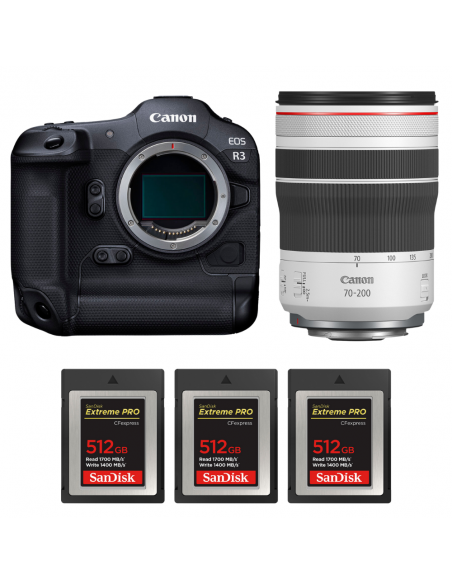 Canon EOS R3 + RF 70-200mm f/4 L IS USM + 3 SanDisk 512GB Extreme PRO CFexpress Type B|MCZ DIRECT