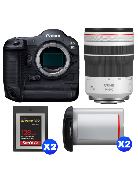 Canon EOS R3 + RF 70-200mm f/4 L IS USM + 2 SanDisk 128GB Extreme PRO CFexpress Type B + 2 Canon LP-E19|MCZ DIRECT