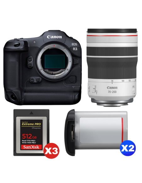 Canon EOS R3 + RF 70-200mm f/4 L IS USM + 3 SanDisk 512GB Extreme PRO CFexpress Type B + 2 Canon LP-E19|MCZ DIRECT