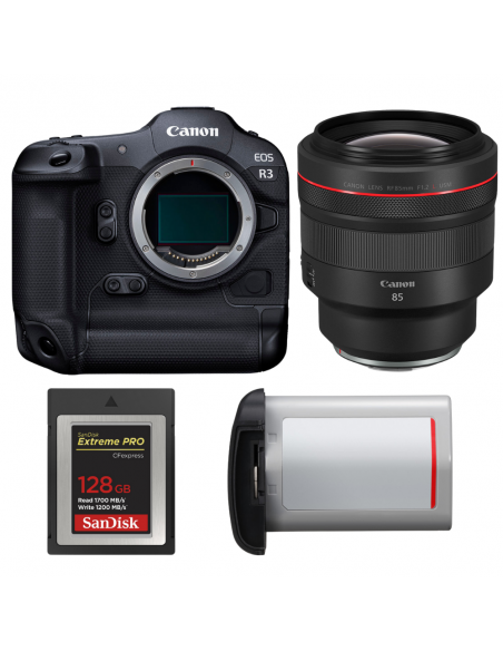 Canon EOS R3 + RF 85mm f/1.2 L USM + 1 SanDisk 128GB Extreme PRO CFexpress Type B + Canon LP-E19|MCZ DIRECT