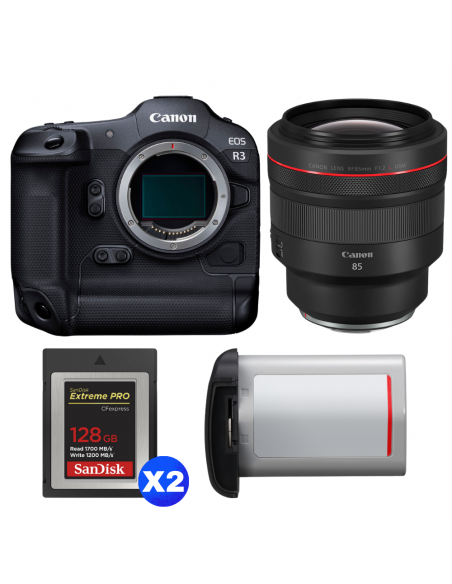 Canon EOS R3 + RF 85mm f/1.2 L USM + 2 SanDisk 128GB Extreme PRO CFexpress Type B + Canon LP-E19|MCZ DIRECT