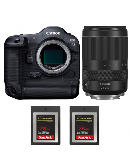 Canon EOS R3 + RF 24-240mm f/4-6.3 IS USM + 2 SanDisk 128GB Extreme PRO CFexpress Type B|MCZ DIRECT
