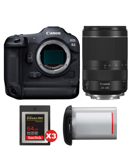 Canon EOS R3 + RF 24-240mm f/4-6.3 IS USM + 3 SanDisk 64GB Extreme PRO CFexpress Type B + Canon LP-E
