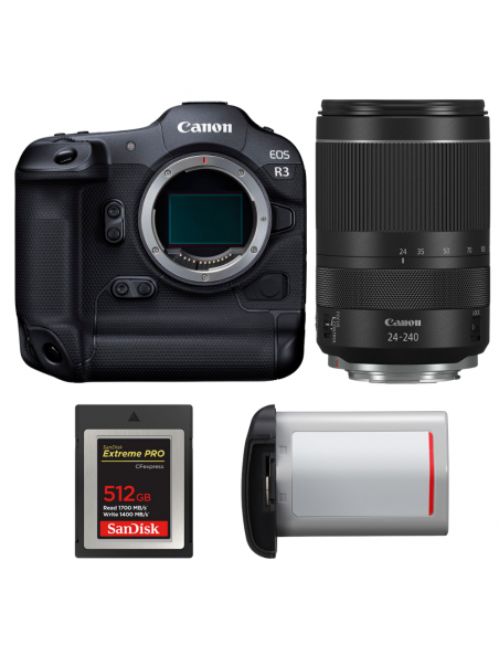 Canon EOS R3 + RF 24-240mm f/4-6.3 IS USM + 1 SanDisk 512GB Extreme PRO CFexpress Type B + Canon LP-E19|MCZ DIRECT
