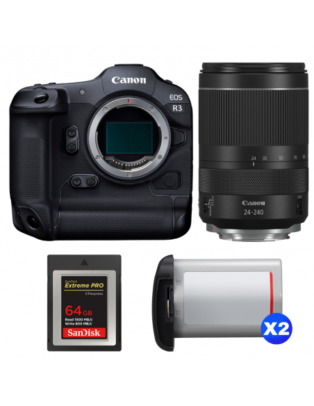 Canon EOS R3 + RF 24-240mm f/4-6.3 IS USM + 1 SanDisk 64GB Extreme PRO CFexpress Type B + 2 Canon LP-E19|MCZ DIRECT
