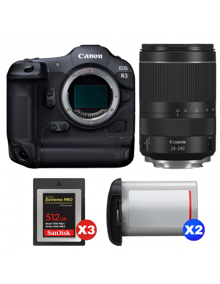 Canon EOS R3 + RF 24-240mm f/4-6.3 IS USM + 3 SanDisk 512GB Extreme PRO CFexpress Type B + 2 Canon LP-E19|MCZ DIRECT