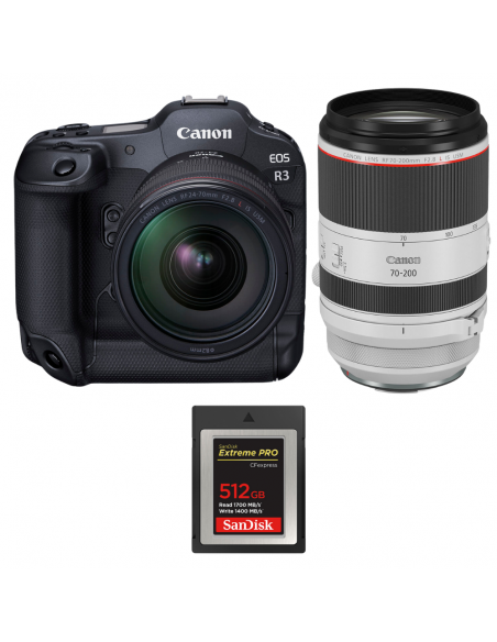 Canon EOS R3 + RF 24-70mm f/2.8 L IS USM + RF 70-200mm f/2.8 L IS USM + 1 SanDisk 512GB Extreme PRO CFexpress Type B|MCZ DIRECT