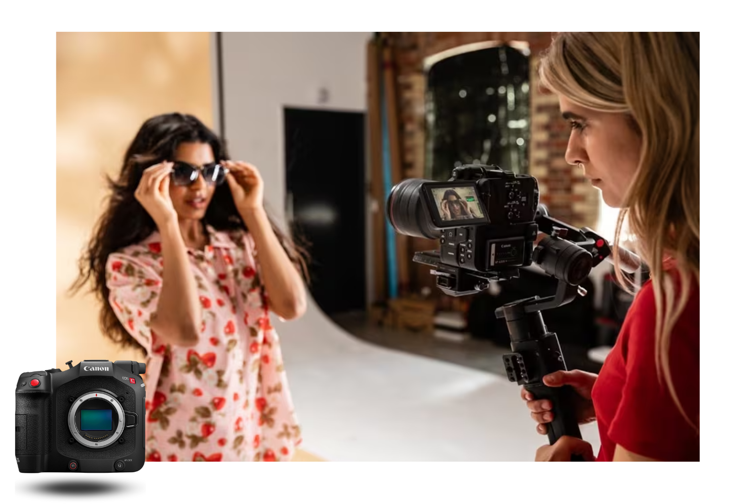 Outdoor shooting with Canon EOS C80 camera in the field