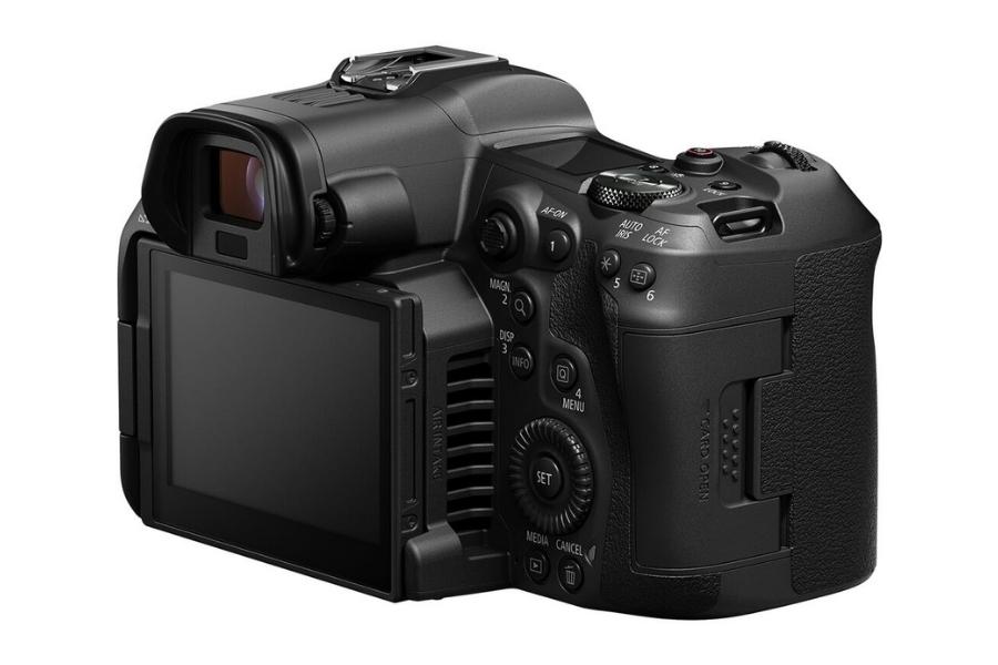 Vista lateral de la Canon EOS R5C