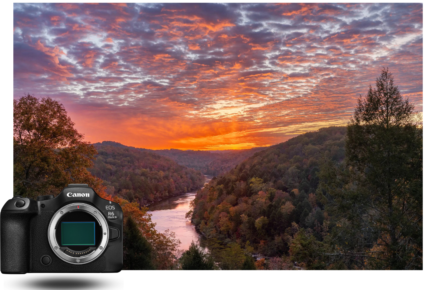 Canon EOS R6 Mark III idéal pour la photographie de paysage haute résolution Appareil photo hybride plein format Canon EOS R6 Mark III pour la photographie de paysage au coucher du soleil