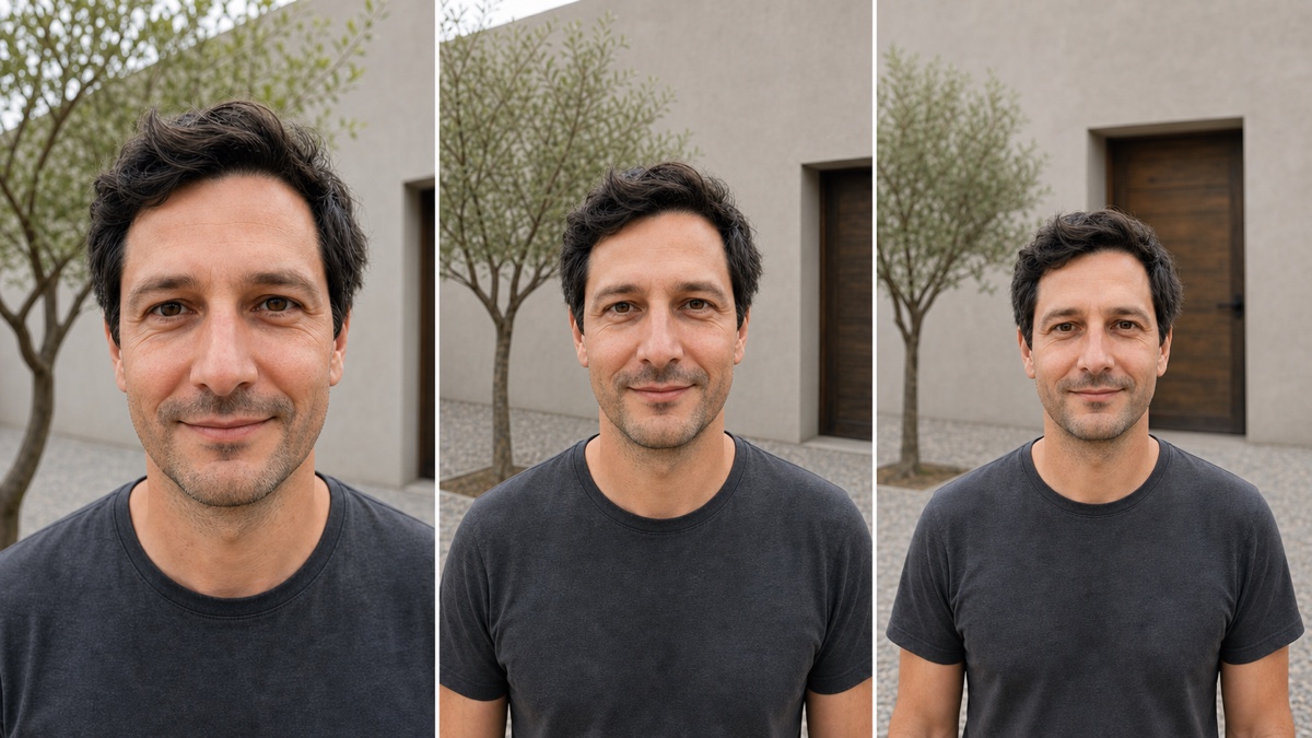 Portrait et distance de prise de vue Même personne photographiée depuis trois distances montrant des cadrages et des relations au décor différents