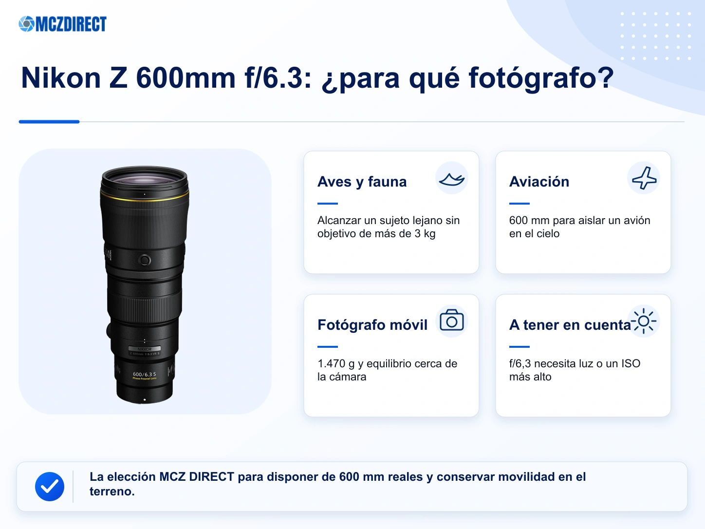 Usos recomendados, ventajas y límite principal del NIKKOR Z 600mm f/6.3 VR S