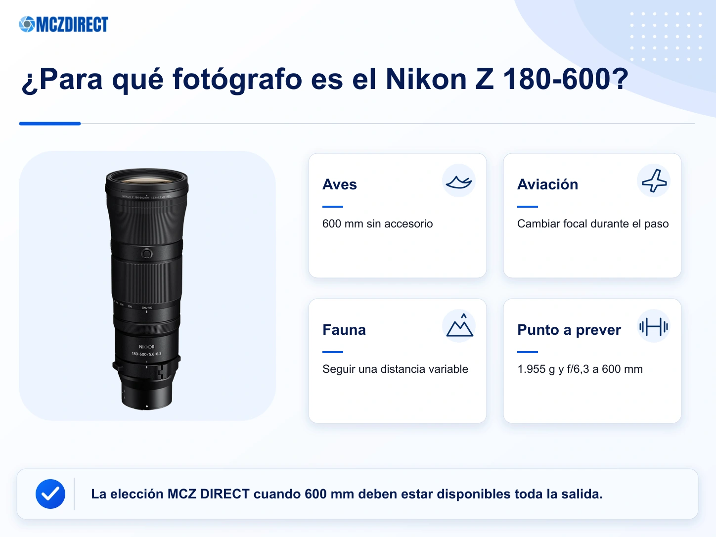Usos recomendados, ventajas y límite principal del NIKKOR Z 180-600mm f/5.6-6.3 VR