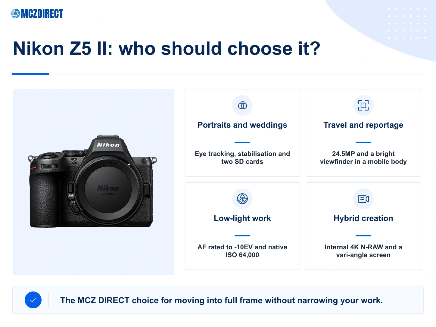 Nikon Z5 II body for portraits, travel, reportage, low-light photography and hybrid video