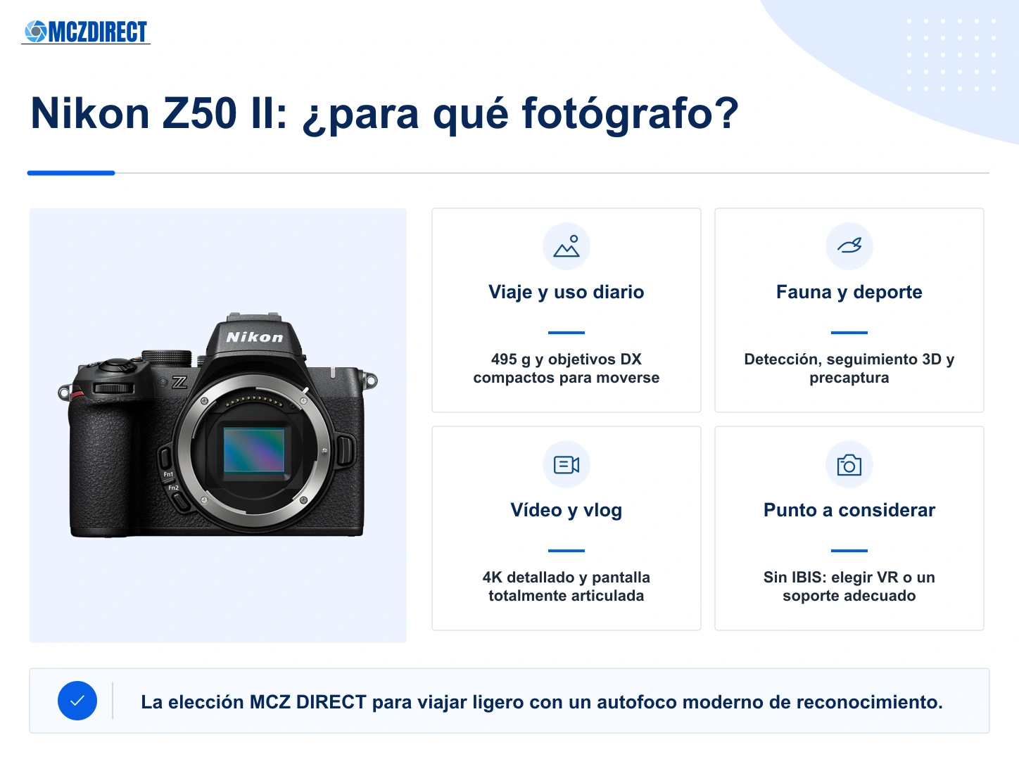Nikon Z50 II solo cuerpo para viaje, fauna, deporte, vídeo y vlog