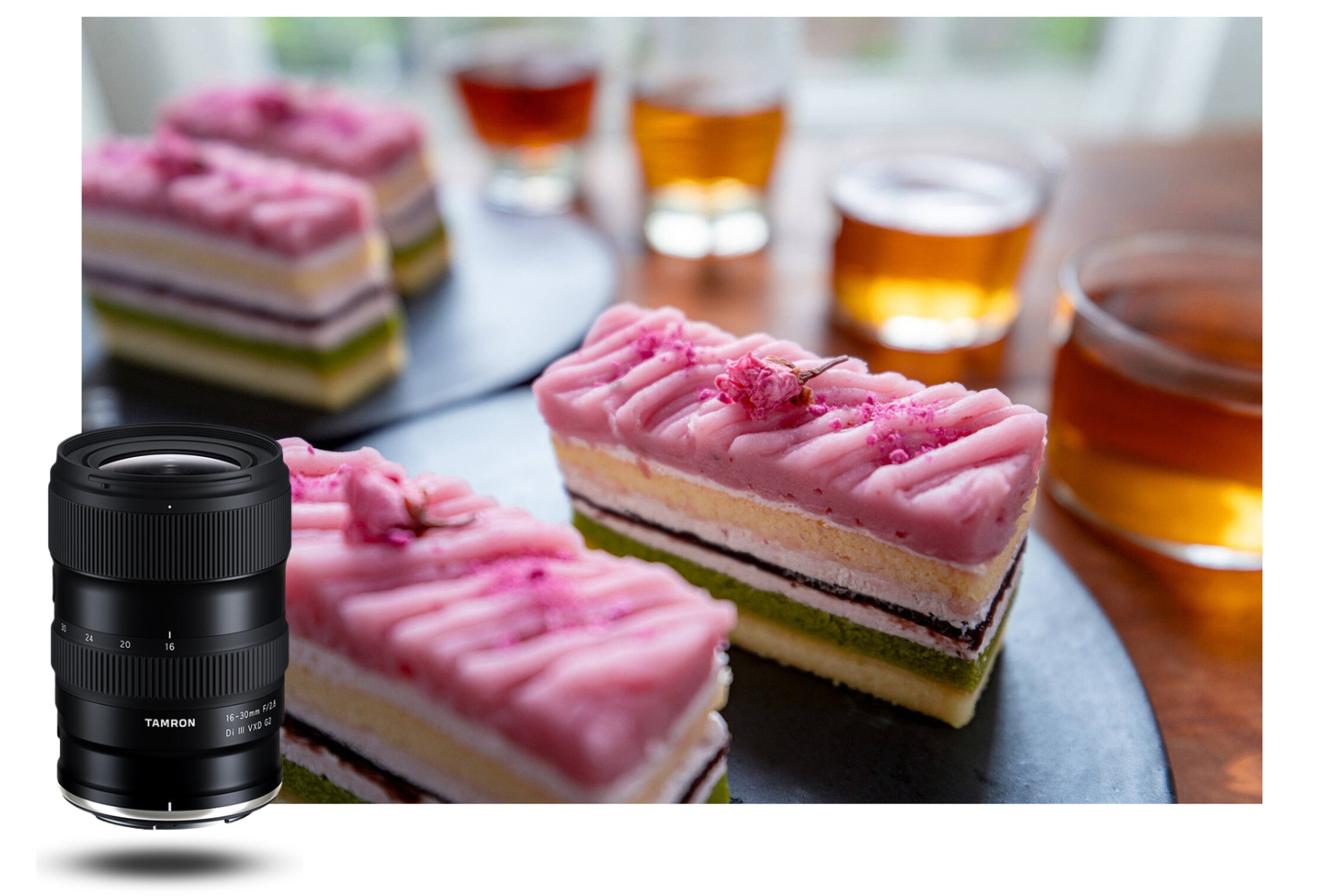 Tamron 16-30mm f/2.8 G2 – Dynamic wide-angle capture for sports and action Culinary photography of colorful pastry with the Tamron 16-30mm f/2.8 Di III VXD G2 lens – close-up focus and artistic blur